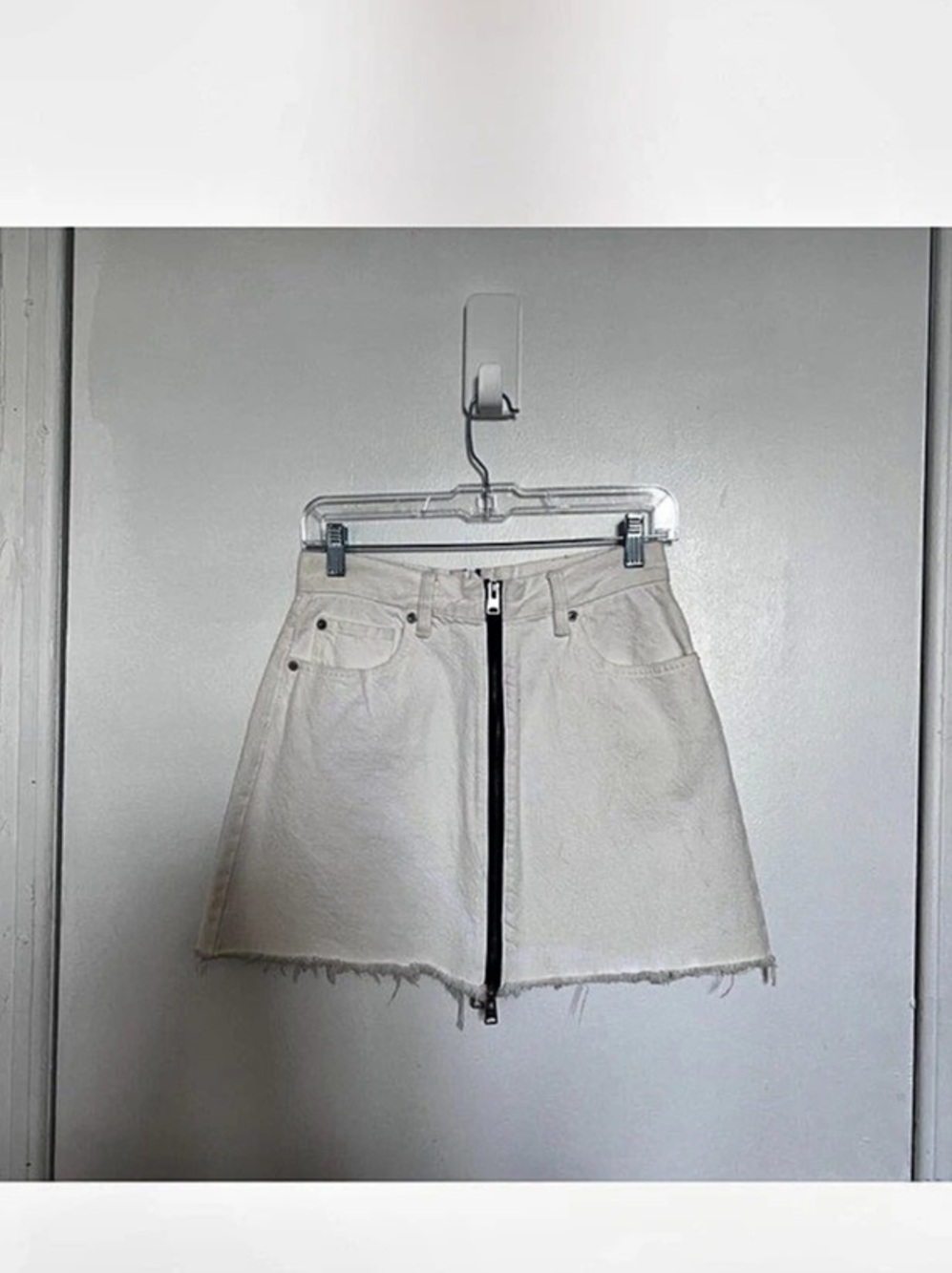 All Saints White Raw Hem Mini Skirt, Size 6